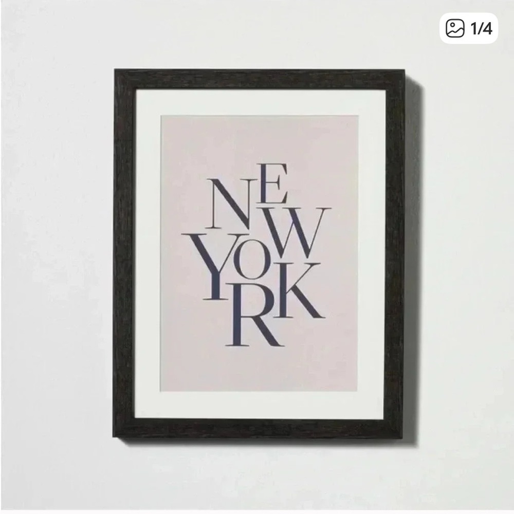 NWT 11" x 14" New York Framed Under Glass with Mat Dark Wood - Studio McGee